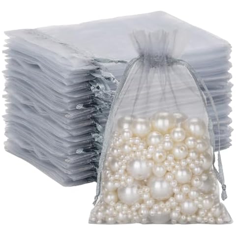 G2PLUS Silver Grey Organza Gift Pouches Cover