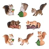 Feijinmao 8 pcs Miniature Squirrel Figurines Mini Squirrel Animal Miniature Figurines Squirrel Fairy