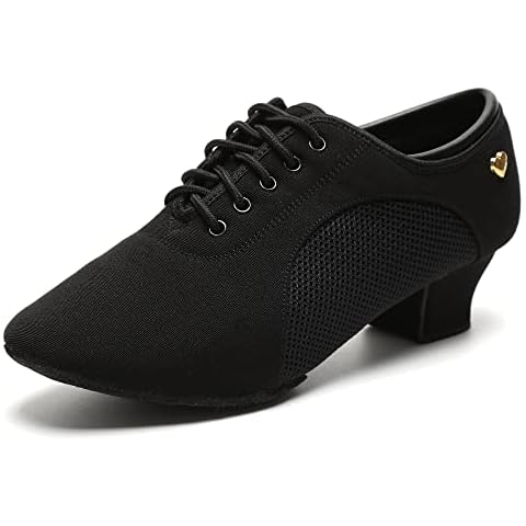 RoseMoli Women's Latin Dance Shoes Lace-up Ballroom Modern Salsa Rhythm Teaching Practice Professional Performance Dance ShoesBlack-1.5 Cover