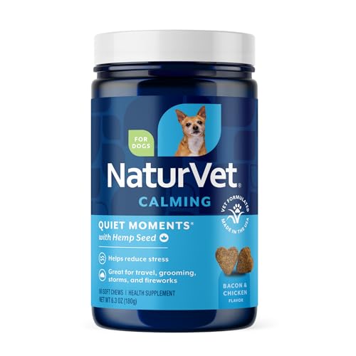 NaturVet Quiet Moments Plus Hemp Calming Aid Soft Chews for Dogs Count of 60 60 CT