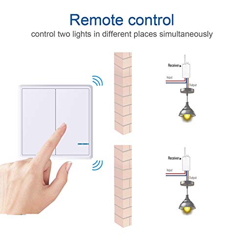 Greencycle Wireless Light Switch And Receiver Kit, Outdoor 1900Ft Indoor 229Ft, No Wiring No Wifi, Remote Control Ceiling Lamp Led Bulb, Ip66 Waterproof (1Pk 2 Way Switch & 2 Remote Receiver) #TOP1