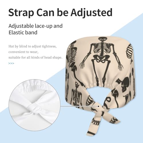 Image of Working Cap Scrub Cap with Sweatband Adjustable Unisex Women Tie Back Hat Nurse Surgical Caps