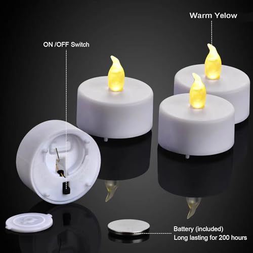 Baikaraer J24 Battery Tea Lights: 24 Pack Led Tea Lights Candles Realistic And Bright Flickering Holiday Operated Flameless Led Tea Light thumb #6