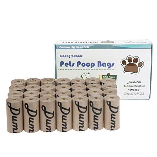 Dumi Pets Bolsas biodegradables para residuos de perro extra gruesas y fuertes, a prueba de fugas, respetuosas con el medio ambiente, 420 unidades