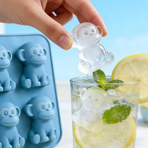 Molde de silicona para cubitos de hielo diseño mono miniatura 2