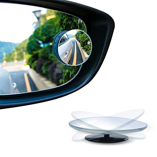 Neynavy 2 Pack Car Blind Spot Mirror, Hd Convex Rear View Mirror, Frameless Stick-On Round Mirror, 360° Rotate Wide Angle Lens, For Suv, Truck, Car Exterior Accessories (Silver) #TOP10
