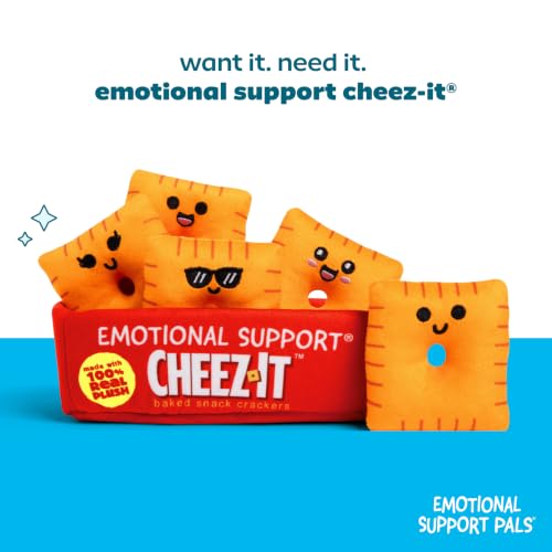 Image of Emotional Support Pals Cheez-It by Relatable - Cute Stuffed Animals and Toys, Squishy Toys and Plushies, Great Gift Ideas for Loved Ones of All Ages - Includes 5 Plushies with Plush Carrying Basket
