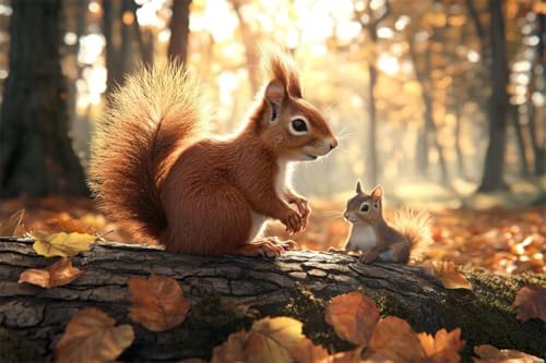 Broderie diamant écureuil d'automne pour sublimer votre décoration murale
