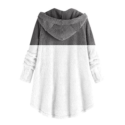 Narhbrg Teen Girls' Cat Ear Hoodie, Women Fashion Fleece Embroidery Plus Size Hoodie Sherpa Jacket Pocket Sweater Jumper Tops Gray #TOP4