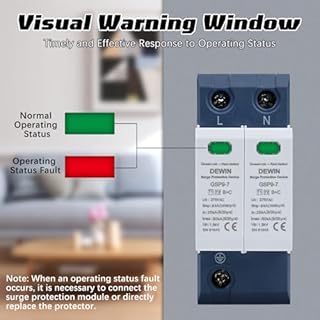DEWIN Scaricatore di Sovratensione,2P AC 275V 25KA~50KA Dispositivo di Protezione Contro Le Sovratensioni Scaricatore di Sovratensione a Bassa Tensione della Casa per la Protezione Contro i Fulmini