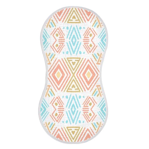 2 Pack Baby Burp Cloths, Soft Absorbent Burping Cloths for Babies, Cotton Milk Spit Up Rags, Large Size for Newborns, Baby Boys and Girls (Tribal Geometric Pattern)2