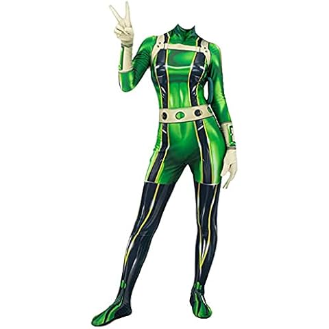 Asui Tsuyu Cosplay Costume Anime My Hero Academia Green Bodysuit Jumpsuit for Halloween Adult Outfits Cover