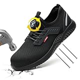 Safety Trainers Men Steel Toe Cap Trainers Women Safety Shoes Work Boots Mens Steel Toe Breathable and Comfortable Work Shoes Fashion Lightweight Boots Black