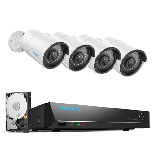 Reolink 5MP Caméra de Surveillance Extérieure, Kit Vidéo Surveillance avec 8CH 2To NVR et 4 Caméras IP PoE Filaire 5MP, Détection Personne/Véhicule, Vision...