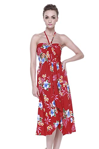 Image of Matchable Family Hawaiian Luau Men Women Girl Boy Clothes in Hibiscus Red