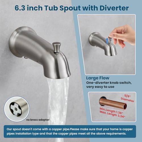 Image of gotonovo Bathroom Shower Head Kit High Pressure Combo System Shower Faucet 6 Modes ABS Handheld Spray Shower Trim Kit Valve Included Shower Head and Handle Set Brushed Nickel