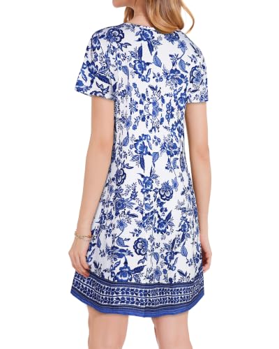 Image of JOLIGAL Summer Dresses for Women Casual Short Sleeve Sundress Scoop Neck Beach T Shirt Dress with Pockets 2026