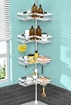 KEGII Chrome Telescopic Shower Caddy Corner - Adjustable Shower Shelf 4 Tier Extendable Bathroom Caddy Stainless Steel(Bathroom Storage, No Drilling)