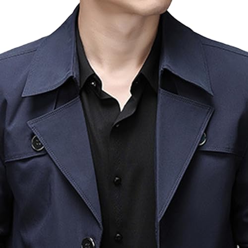 Mens Long Lightweight Lapel Jacket Slim Fit Single Breasted Casual Outerwear Fall Windbreaker Butttons Trench4