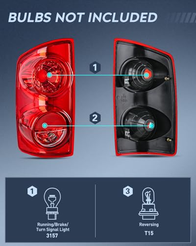 Image of Nilight Taillight Assembly Compatible with 2007 2008 Dodge Ram 1500