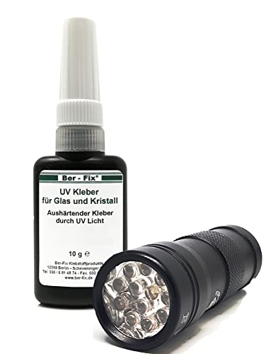 Ber-Fix - Pegamento UV (baja viscosidad, se adhiere con lámpara UV a vidrio o metal)