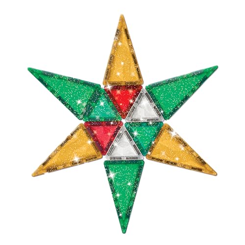 Image of CreateOn Crayola Holiday Glitter Mini PIP Magnetic Tiles, Magnetic Kids' Building Toys, STEM Learning Travel Toys for Boys and Girls, 27-Piece Set