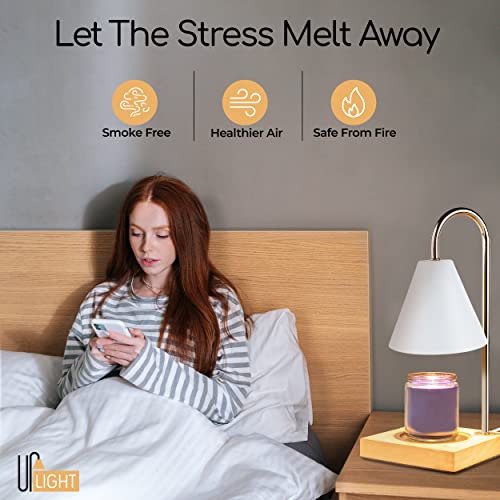 Uplight Candle Warmer Lamp For Jar Candles- Dimmable Candle Lamp, Stylish Electric Candle Warmer Lantern, Long-Lasting Candle Warmer Lamp With Timer- White #TOP3