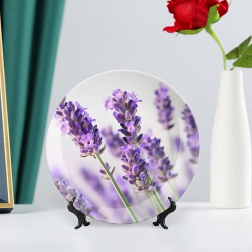 Plato decorativo Bone China con flor lavanda 8 pulg miniatura 6