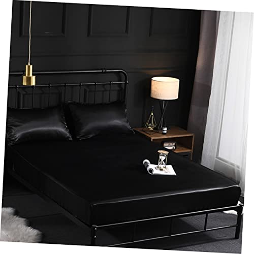 Housse de matelas satin de soie noir imperméable avec taies - 4