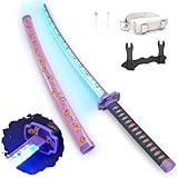 Zisu LED Glowing Anime Cosplay Sword Kokushibo Sword - 40 Inch Rechargeable Light Up Sword with Stand & Belt