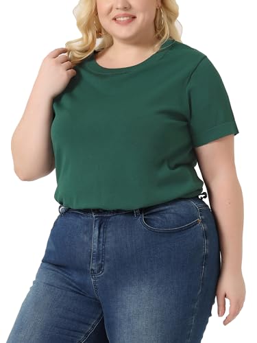 Image of Agnes Orinda Plus Size Women's Pullover Sweaters Soft Tops, Short Sleeves