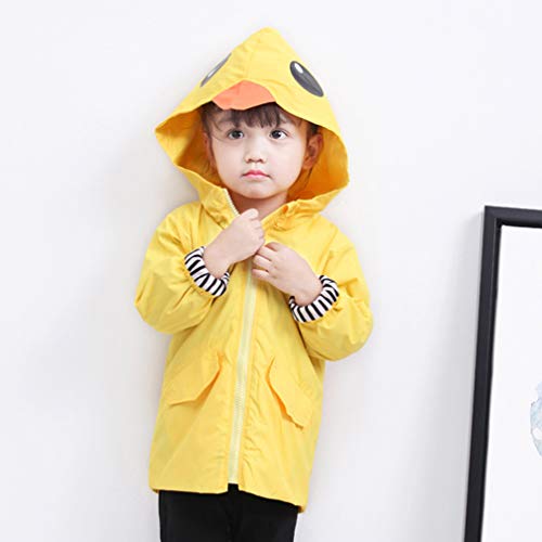 Eishow Adorable Toddler Kids Baby Boy Girl Duck Raincoat Cartoon Design Jacket Coat Fall Winter Hooded Outwear School Oufits (Yellow, 2T) #TOP1
