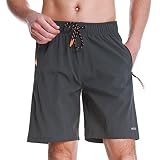 HODOSPORTS Mens No Liner Swim Trunks Quick Dry 9 Inch with Zipper Pockets Bathing Suits for Men Lineless Swim Shorts Grey L