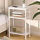 Schmaler Beistelltisch, Nachttisch, Kleiner Tisch, 3 Ablagen Nachttisch Schmal mit Stauraum, sofa beistelltisch für schmale Räume, Wohnzimmer, Schlafzimmer, Küche & Balkon, Arbeitszimmer (Weiß)