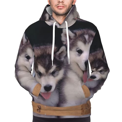Sweat à capuche tendance homme motif husky pull polaire chaud d'hiver - 5
