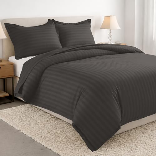 Elegant Comfort Silky-Soft 1500 Premier Hotel Quality Wrinkle-Free 3-Piece Duvet Cover Set, King/Cal-King, Gray