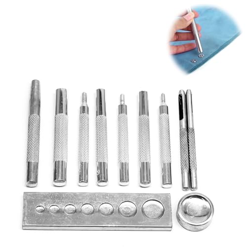 Serplex® 11pcs Craft Tool Die Punch Tool Kit for Snap Buttons Punch Tools | for Snap Buttons, Multi Sizes Snap Fasteners Installation Accessories Tool