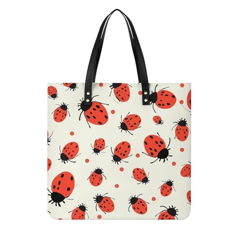 Sac à bandoulière motif coccinelles : un grand sac fourre-tout blanc pour voyager avec poésie