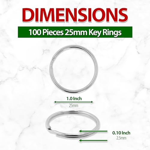Mandala Crafts 1.25 Metal Key Rings for Keychains - Round Silver Keychain Rings for Crafts - 100 Split Key Ring Set Bulk Keyrings for Car Keys Home Key Chain Rings - Thumbnail 3