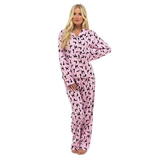 Bekväm pyjamas för damer för kvinnor mjuk fleece loungekläder | Broderade eller traditionella borstade pjs med lång ärm | perfekt present för kvinnor
