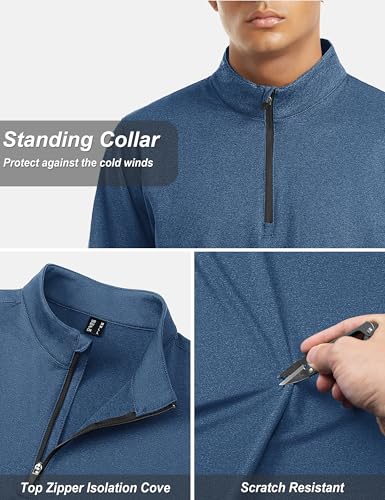 Image of TACVASEN Men's Sports Shirts 1 /4 Zip Long Sleeve Fleece Lined Running Workout Pullover Tops Sweatshirt