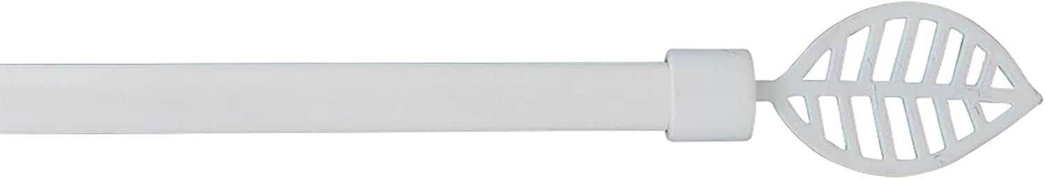 Adjustable Single Curtain Rod 50"-82" with Leaf Finials and Brackets, Taupe