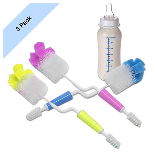 Easy Swivel Bottle and Nipple Brush for Baby Bottles | Makes Cleaning Easy (3 Pack)