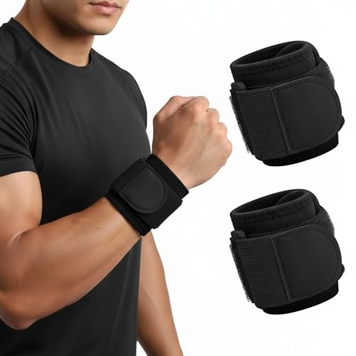 2 Piezas de Muñequeras, Muñequeras para Entrenamiento de Fuerza, Protecciones para Las Muñecas, Correas Ajustables, Protegen las Muñecas, Adecuadas para la Protección Deportiva y El Uso Diario (Negro)