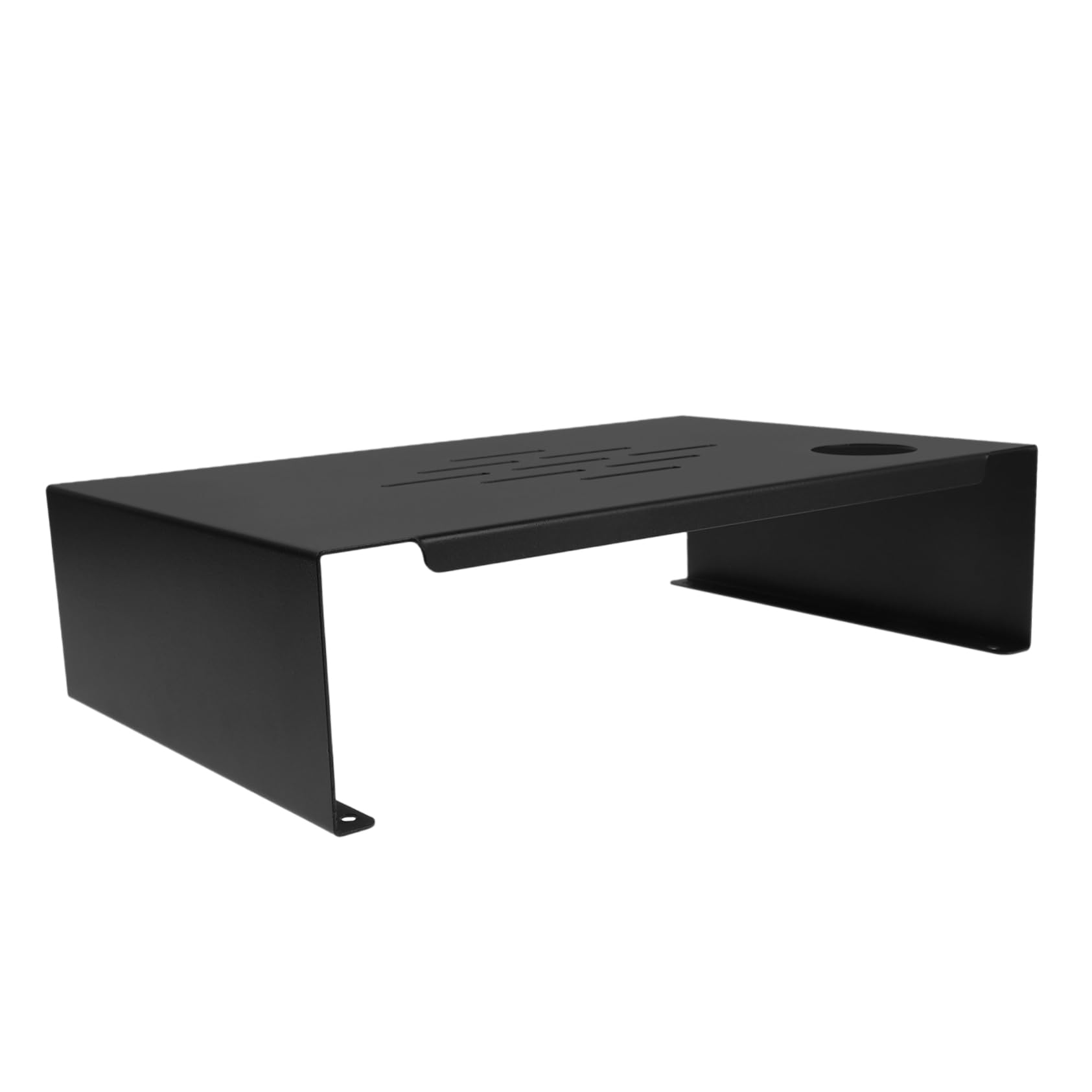 Alzatina per Monitor in Acciaio Nero, Supporto Ergonomico da Ufficio | Design Multifunzionale, Stile Minimal Moderno, per Postazione Desktop, Compatto e Ordinato