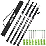 AYAMAYA(アヤマヤ) タープポール - 伸縮式キャンプテントポール交換用 アップグレードされた4セクション高耐久アルミニウムロッド 杭とガイライン付き テント/レインフライ/キャンプシェルター/オーニングキャノピーRV車用 4本セット