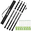 AYAMAYA Tarp stokken - telescopische campingtentstokken vervanging, verbeterde 4-delige zware aluminium staven met palen en scheerlijnen voor tenten, regenvlieg, campingschuilplaats, luifel AYAMAYA Tarp stokken - telescopische campingtentstokken vervanging, verbeterde 4-delige zware aluminium staven met palen en scheerlijnen voor tenten, regenvlieg, campingschuilplaats, luifel