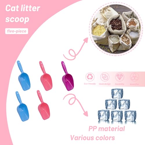 PENCK 5 Pack Dog Food Scoop, Multi Purpose Plastic Food Scoop, Small Puppy Cat Bird Rabbit Pet Food Scoop, Garden Soil Scoop for for Transplanting, Random Color