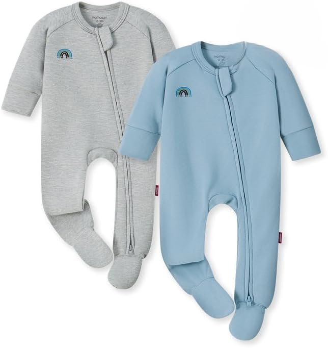Momcozy Baby Pajamas with Temp-Sensing Label, 0-24M Footed Onesie Sleepers, Soft Romper for Newborns & Toddlers