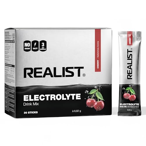 REALIST® Elektrolyten Zonder Suiker [30 STICKS] Elektrolyten Suikervrij - Elektrolyt Poeder Sport & KETO - 1000 mg Natrium, 330 mg Kalium, 60 mg Magnesium - Snelle Hydratatie - Gemaakt In Oostenrijk